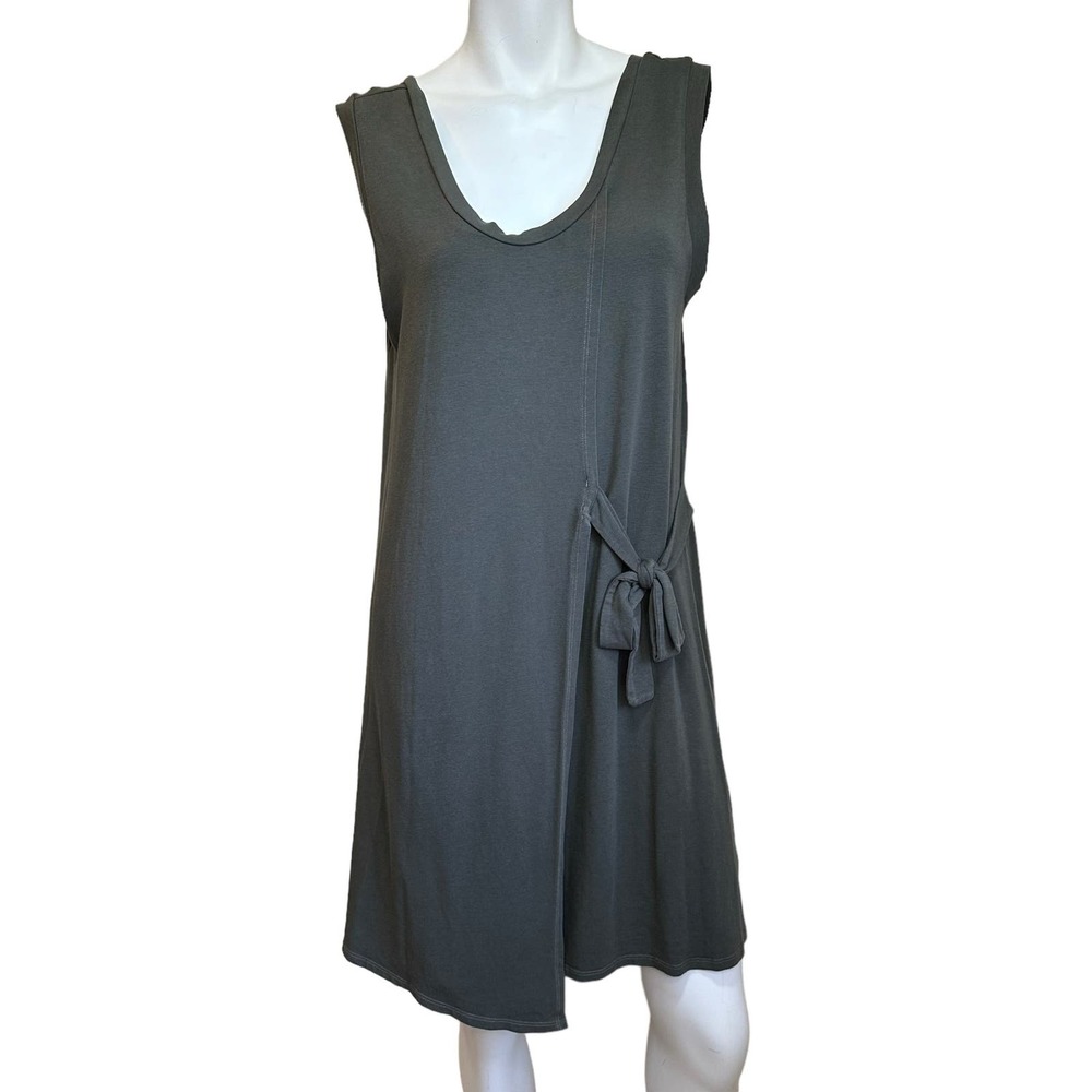 Groceries Apparel Eucalyptus Gray Faux Wrap Mini dress sz L EUC